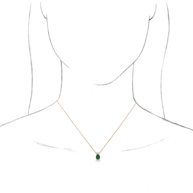 14K Gold Round Lab-Grown Emerald & Natural Diamond Accented Necklace or Pendant - Rose Gold - view 3