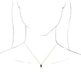14K Gold Round Lab-Grown Emerald & Natural Diamond Accented Necklace or Pendant - Yellow Gold - view 3