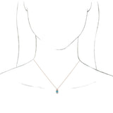 14K Gold Round Natural Aquamarine & Natural Diamond Accented Necklace or Pendant – 1/6 CTW - Rose Gold - view 3