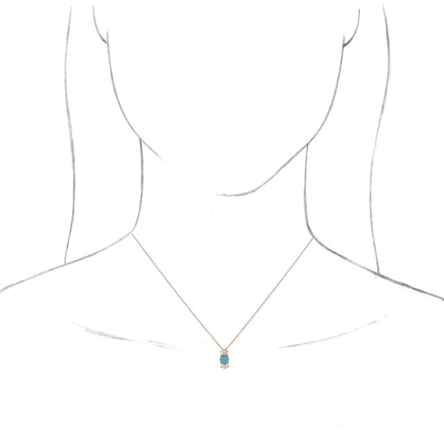 14K Gold Round Natural Aquamarine & Natural Diamond Accented Necklace or Pendant – 1/6 CTW - Rose Gold - view 3