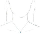 14K Gold Round Natural Aquamarine & Natural Diamond Accented Necklace or Pendant – 1/6 CTW - White Gold - view 3