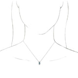 Platinum Round Natural Aquamarine & Natural Diamond Accented Necklace or Pendant - view 3