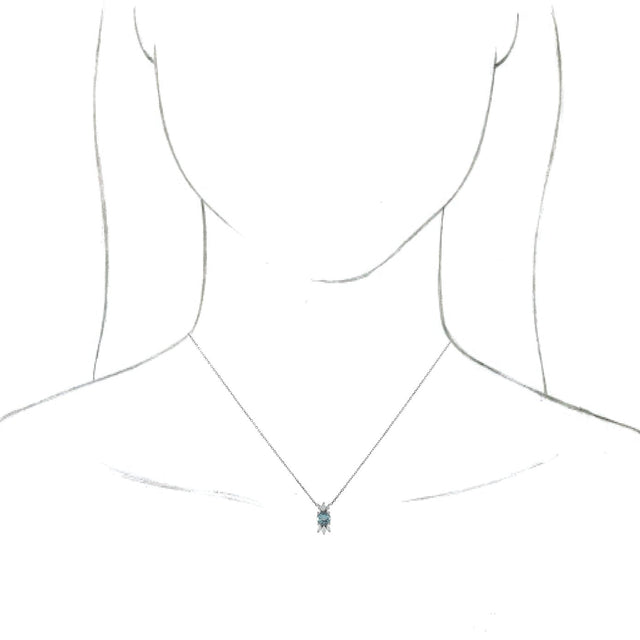 Platinum Round Natural Aquamarine & Natural Diamond Accented Necklace or Pendant - view 3