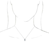 14K Gold Round Natural White Sapphire & Natural Diamond Accented Necklace or Pendant - White Gold - view 3