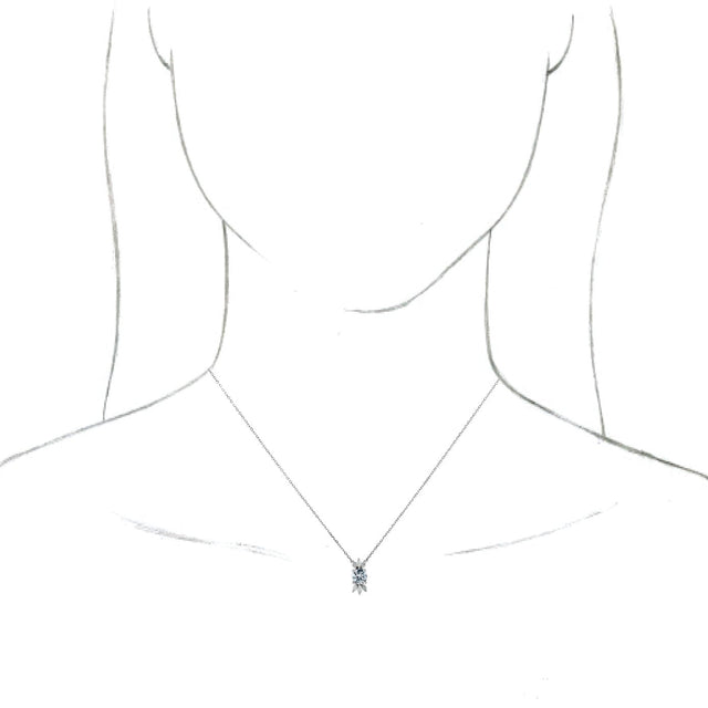 14K Gold Round Natural White Sapphire & Natural Diamond Accented Necklace or Pendant - White Gold - view 3