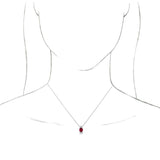 14K Gold Round Lab-Grown Ruby & Natural Diamond Accented Necklace or Pendant - White Gold - view 3