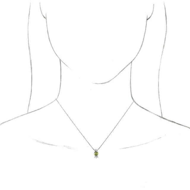 Platinum Round Natural Peridot & Natural Diamond Accented Necklace or Pendant - view 3