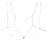 14K Gold Round Natural Blue Zircon & Natural Diamond Accented Necklace or Pendant - White Gold - view 3