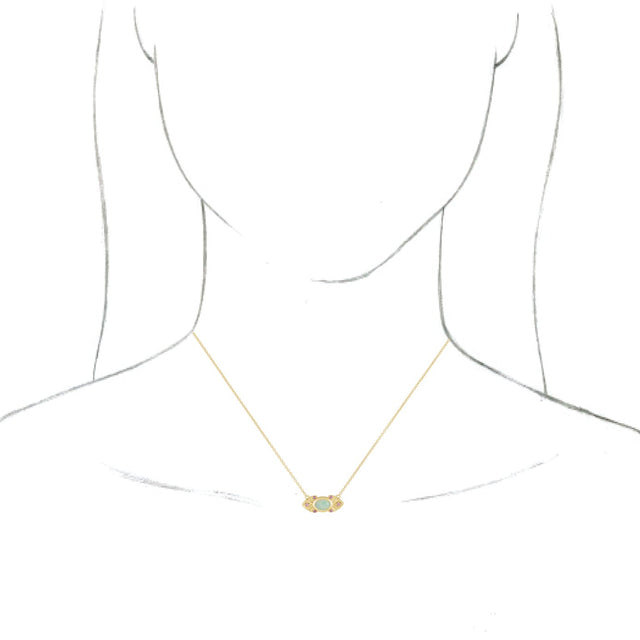 14K Gold Oval Natural Ethiopian Opal & Natural Pink Sapphire Vintage-Inspired Necklace – 7x5mm - Yellow Gold - view 3