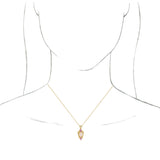 14K Gold Oval Natural White Opal & Natural Pink Sapphire & Natural Diamond Vintage-Inspired Necklace or Pendant - Yellow Gold - view 3