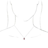 14K Gold Round Lab-Grown Ruby & Natural Diamond Accented Necklace or Pendant – 1/6 CTW - White Gold - view 3