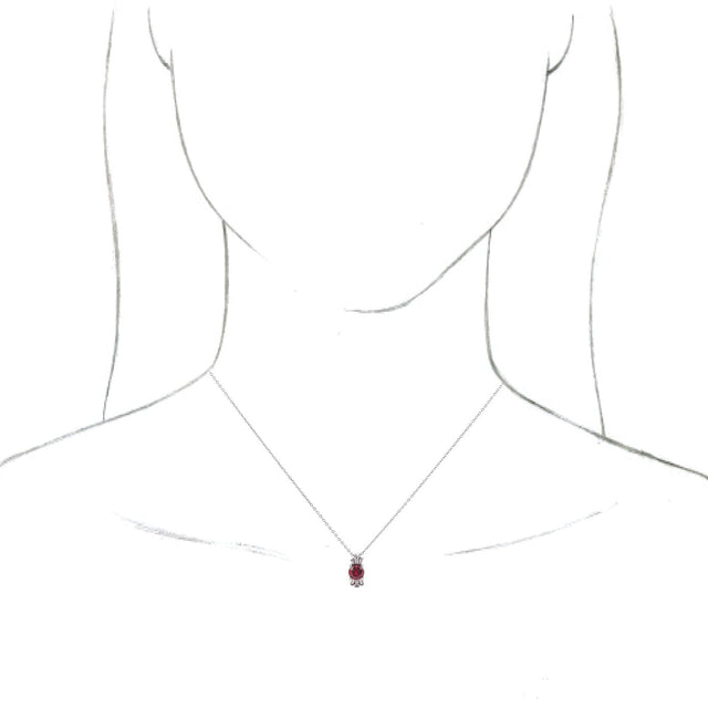 14K Gold Round Lab-Grown Ruby & Natural Diamond Accented Necklace or Pendant – 1/6 CTW - White Gold - view 3