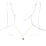 14K Gold Emerald Natural Emerald & Natural Diamond Halo-Style Necklace or Pendant – 1/3 CTW - Yellow Gold - view 3