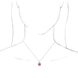 14K Gold Oval Natural Pink Tourmaline Halo-Style Necklace or Pendant - White Gold - view 8