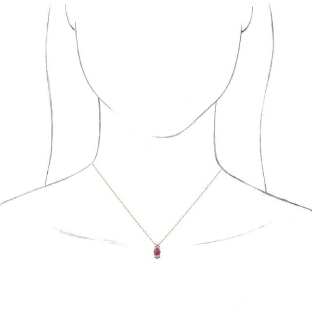 14K Gold Round Natural Pink Tourmaline & Natural Diamond Accented Necklace or Pendant – 1/6 CTW - Rose Gold - view 3