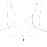 14K Gold Emerald Natural Ruby & Natural Diamond Halo-Style Necklace or Pendant - White Gold - view 3
