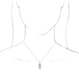 Platinum Oval Natural White Opal & Natural Pink Sapphire & Natural Diamond Vintage-Inspired Necklace or Pendant - view 3
