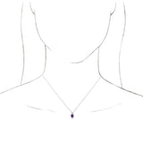 Platinum Round Natural Amethyst & Natural Diamond Accented Necklace or Pendant – 1/6 CTW - view 3