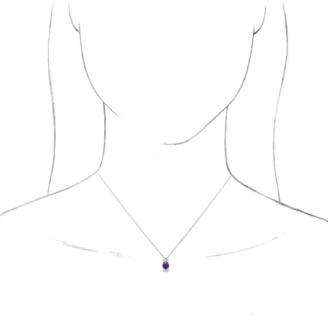 Platinum Round Natural Amethyst & Natural Diamond Accented Necklace or Pendant – 1/6 CTW - view 3
