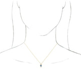 14K Gold Round Natural Aquamarine & Natural Diamond Accented Necklace or Pendant – 1/6 CTW - Yellow Gold - view 3