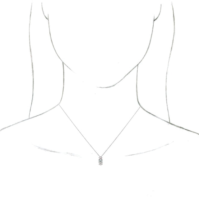 Platinum Round Natural White Sapphire & Natural Diamond Accented Necklace or Pendant – 1/6 CTW - view 3