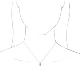 14K Gold Round Natural White Sapphire & Natural Diamond Accented Necklace or Pendant – 1/6 CTW - White Gold - view 3