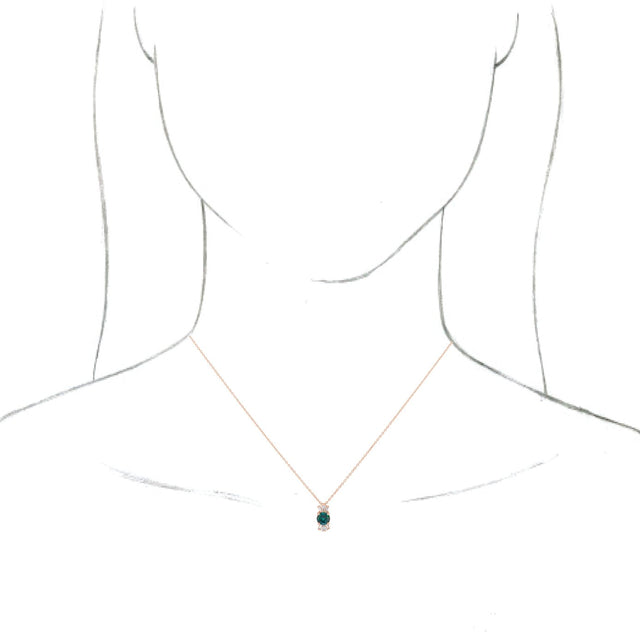 14K Gold Round Lab-Grown Alexandrite & Natural Diamond Accented Necklace or Pendant – 1/6 CTW - Rose Gold - view 3