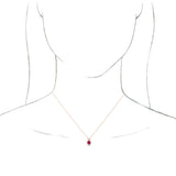 14K Gold Round Lab-Grown Ruby & Natural Diamond Accented Necklace or Pendant – 1/6 CTW - Rose Gold - view 3