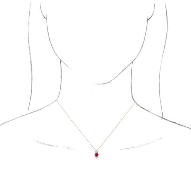 14K Gold Round Lab-Grown Ruby & Natural Diamond Accented Necklace or Pendant – 1/6 CTW - Rose Gold - view 3