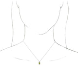 14K Gold Round Natural Peridot & Natural Diamond Accented Necklace or Pendant – 1/6 CTW - White Gold - view 3