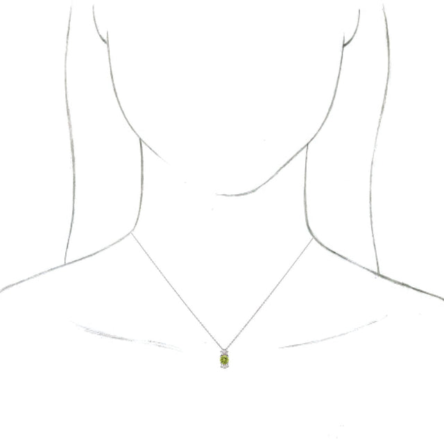 14K Gold Round Natural Peridot & Natural Diamond Accented Necklace or Pendant – 1/6 CTW - White Gold - view 3
