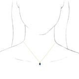 14K Gold Round Natural Blue Sapphire & Natural Diamond Accented Necklace or Pendant – 1/6 CTW - Yellow Gold - view 3