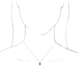 14K Gold Round Natural Pink Tourmaline & Natural Diamond Accented Necklace or Pendant – 1/6 CTW - White Gold - view 3