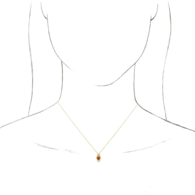 14K Gold Round Natural Citrine & Natural Diamond Accented Necklace or Pendant – 1/6 CTW - Yellow Gold - view 3