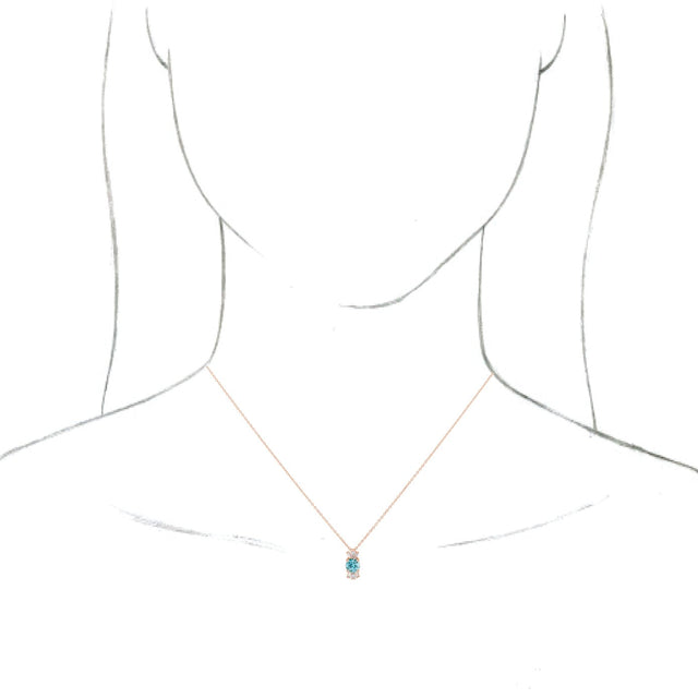 14K Gold Round Natural Blue Zircon & Natural Diamond Accented Necklace or Pendant – 1/6 CTW - Rose Gold - view 3