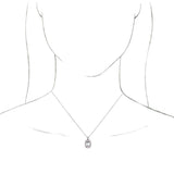 14K Gold Oval Natural White Sapphire Halo-Style Necklace or Pendant - White Gold - view 4