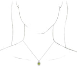 14K Gold Oval Natural Peridot Halo-Style Necklace or Pendant - White Gold - view 6