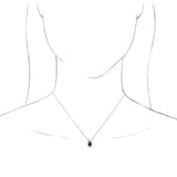 14K Gold Round Natural Mozambique Garnet & Natural Diamond Accented Necklace or Pendant – 1/5 CTW - White Gold - view 3