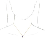 14K Gold Round Natural Amethyst & Natural Diamond Accented Necklace or Pendant - Yellow Gold - view 4