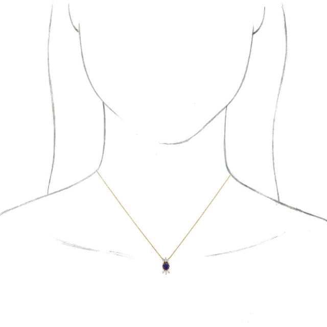 14K Gold Round Natural Amethyst & Natural Diamond Accented Necklace or Pendant - Yellow Gold - view 4