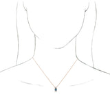 14K Gold Round Natural Aquamarine & Natural Diamond Accented Necklace or Pendant - Rose Gold - view 3