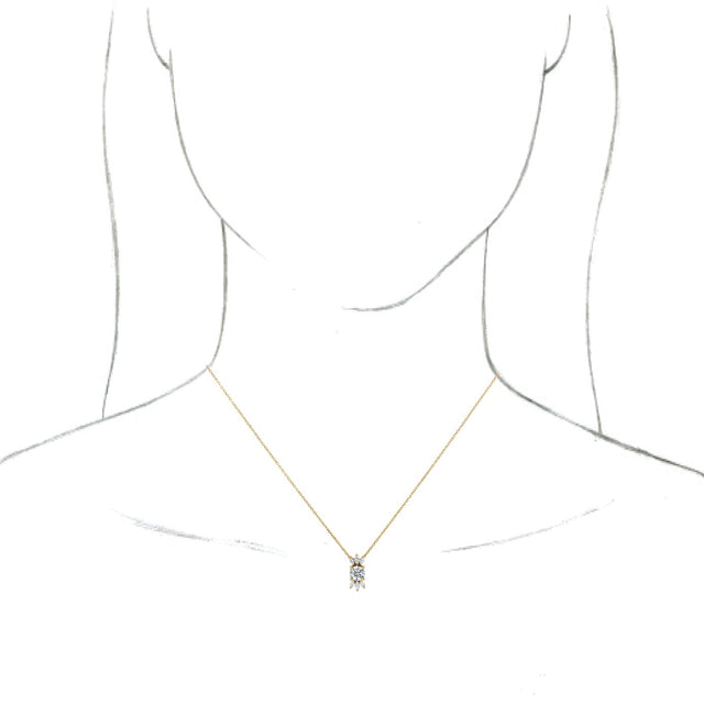 14K Gold Round Natural White Sapphire & Natural Diamond Accented Necklace or Pendant - Yellow Gold - view 4