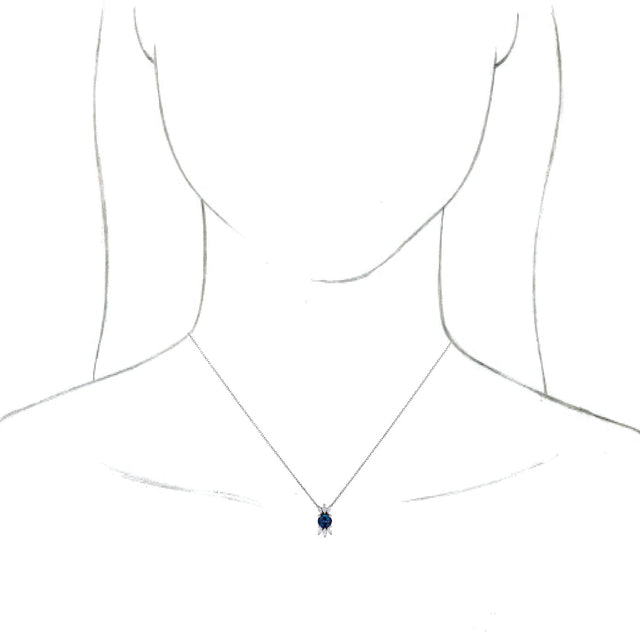 14K Gold Round Lab-Grown Alexandrite & Natural Diamond Accented Necklace or Pendant - White Gold - view 3