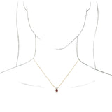 14K Gold Round Natural Mozambique Garnet & Natural Diamond Accented Necklace or Pendant – 1/5 CTW - Yellow Gold - view 3