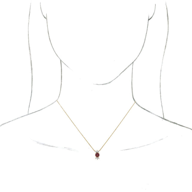 14K Gold Round Natural Mozambique Garnet & Natural Diamond Accented Necklace or Pendant – 1/5 CTW - Yellow Gold - view 3