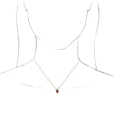 14K Gold Round Natural Mozambique Garnet & Natural Diamond Accented Necklace or Pendant – 1/5 CTW - Rose Gold - view 3