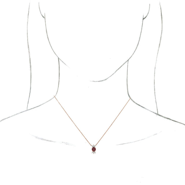 14K Gold Round Natural Mozambique Garnet & Natural Diamond Accented Necklace or Pendant – 1/5 CTW - Rose Gold - view 3