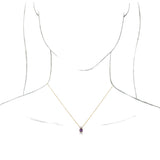 14K Gold Round Natural Amethyst & Natural Diamond Accented Necklace or Pendant - Yellow Gold - view 3