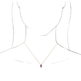 14K Gold Round Natural Amethyst & Natural Diamond Accented Necklace or Pendant - Rose Gold - view 3