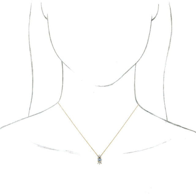 14K Gold Round Natural White Sapphire & Natural Diamond Accented Necklace or Pendant - Yellow Gold - view 3